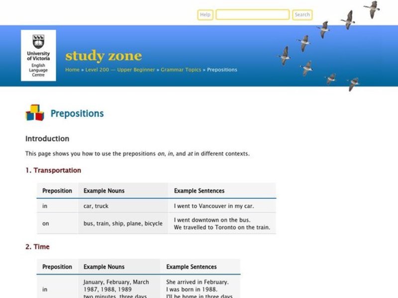 Prepositions Interactive
