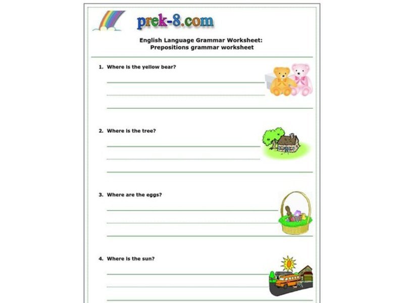 Prepositions Worksheet