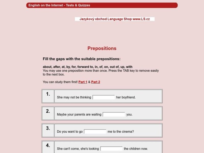Prepositions Interactive