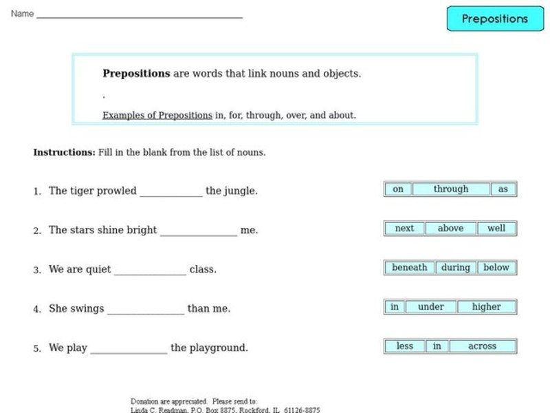 Prepositions 3 Worksheet