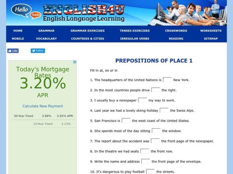 Prepositions of Place Interactive