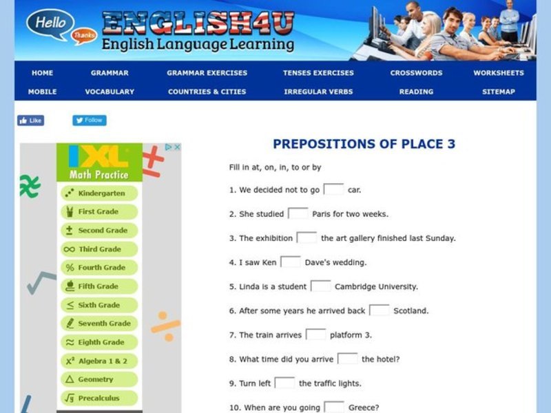 Prepositions of Place Interactive