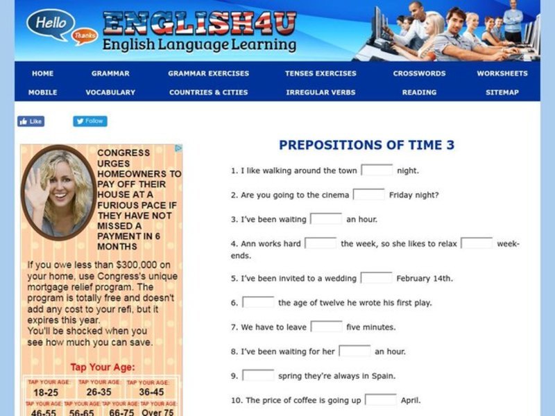 Prepositions of Time Interactive