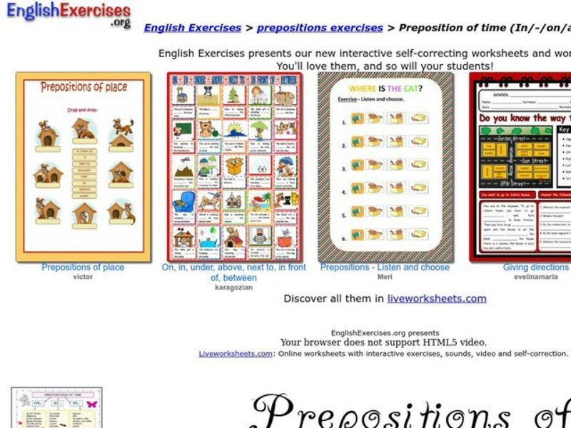 Prepositions of Time Interactive