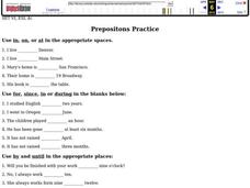 Prepositions Practice Worksheet