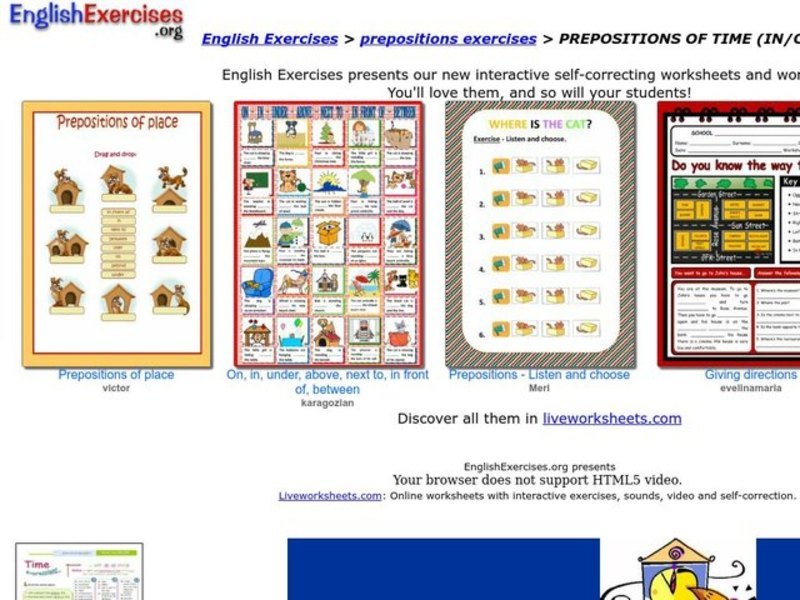 Prepositions of Time Interactive