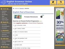 Present Perfect Progressive-Negative Sentences Interactive