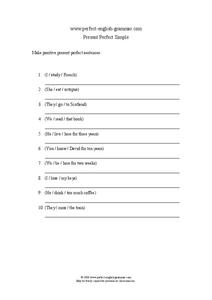 Present Perfect Simple Worksheet