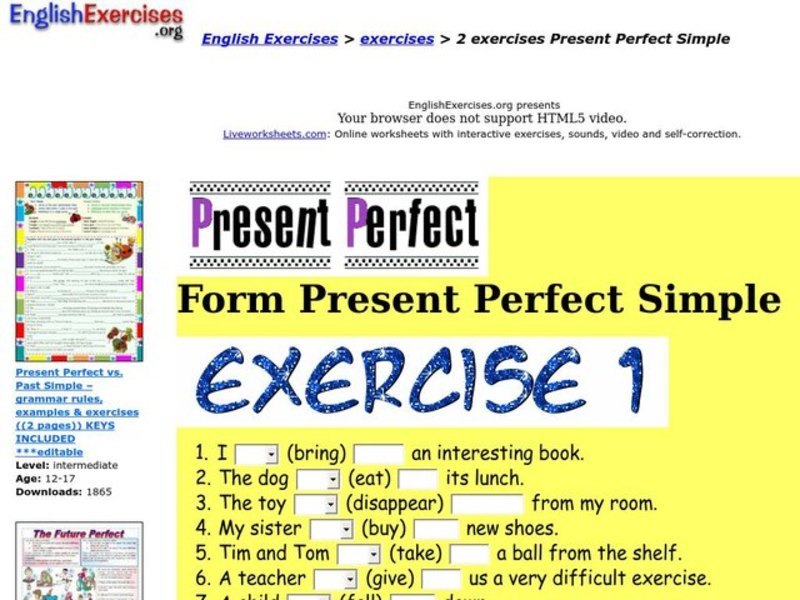 Present Perfect Simple Interactive