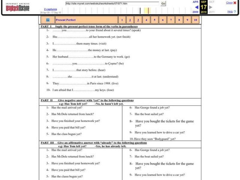 Present Perfect Tense Lesson Plan