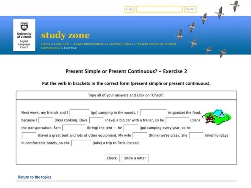 Present Simple or Present Continuous? Interactive