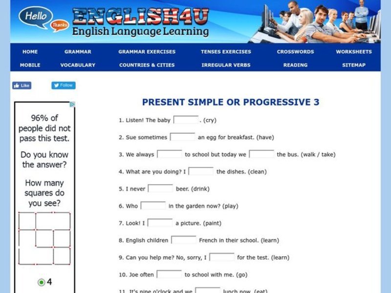 Present Simple or Progressive Lesson Plan
