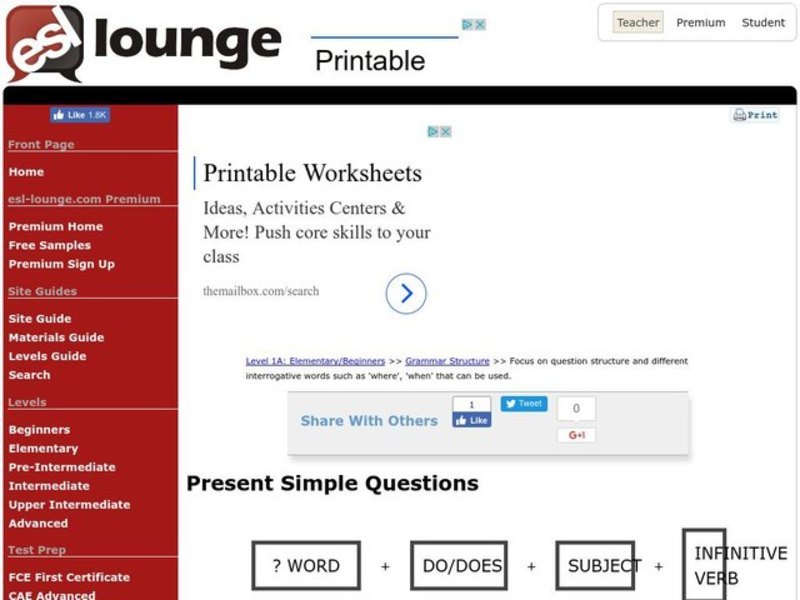 Present Simple Questions Worksheet