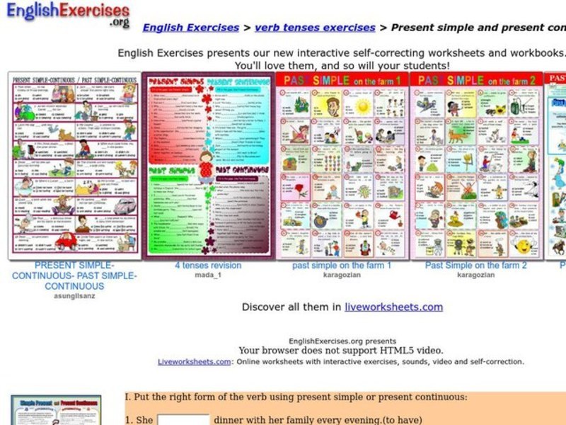 Present Simple and Present Continuous Interactive