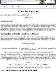 The Clock Game Lesson Plan