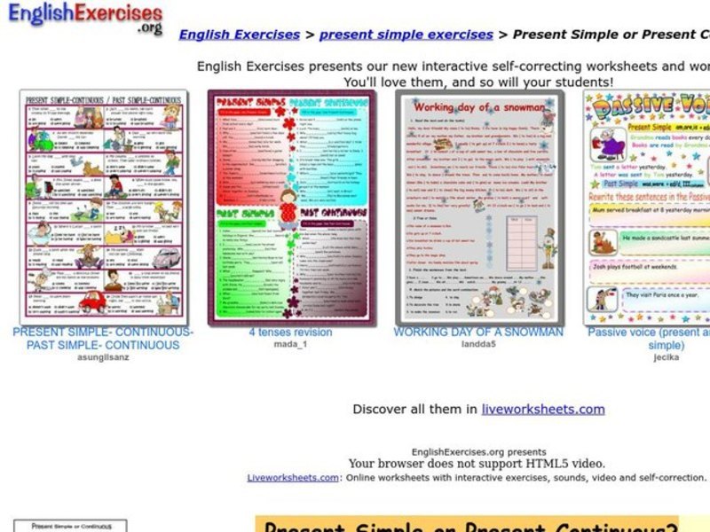 Present Simple or Present Continuous? Interactive