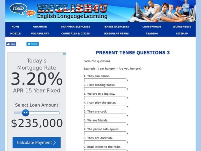 Present Tense Questions Interactive
