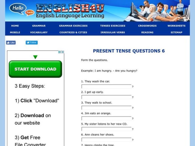 Present Tense Questions Interactive