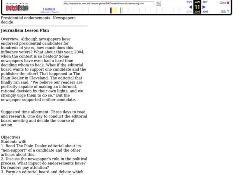 Presidential Endorsements: Newspapers Decide Lesson Plan