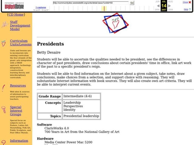 Presidents Lesson Plan