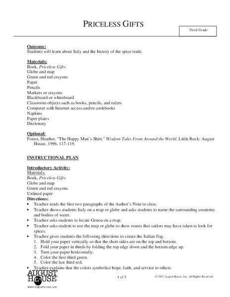 Priceless Gifts Lesson Plan