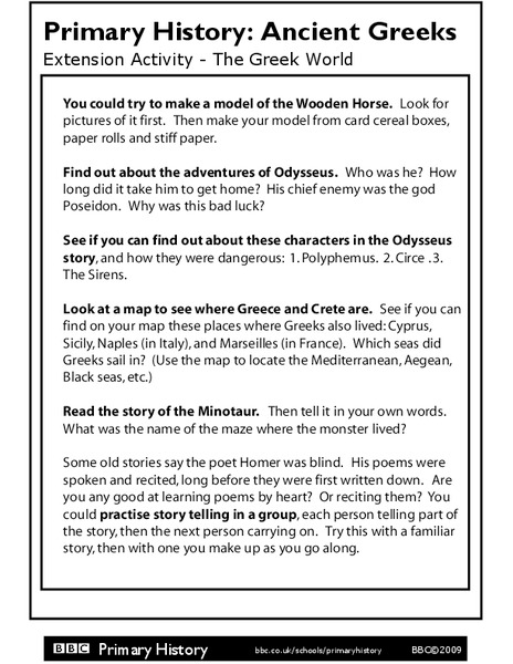 Primary History: Ancient Greeks Worksheet