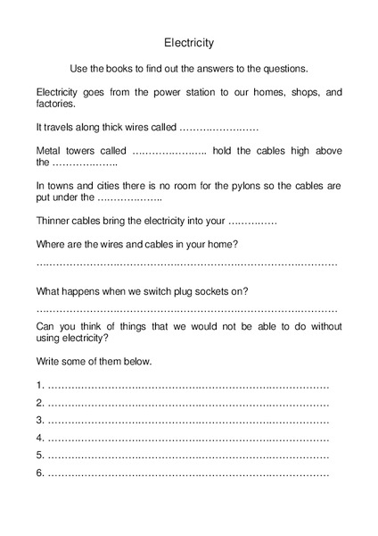 Primary Resources Worksheet