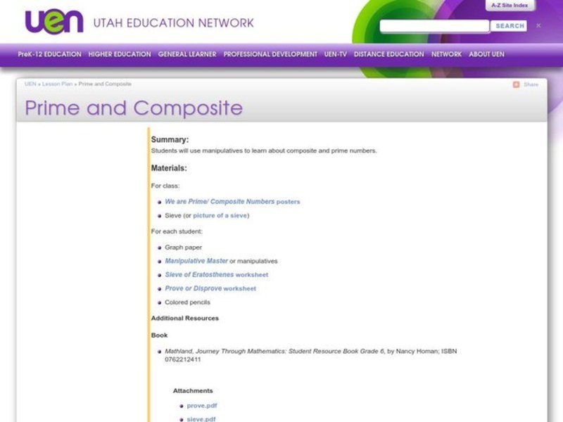 Prime and Composite Lesson Plan