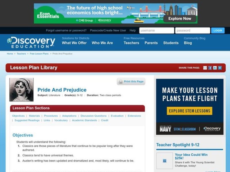 Pride and Prejudice Lesson Plan