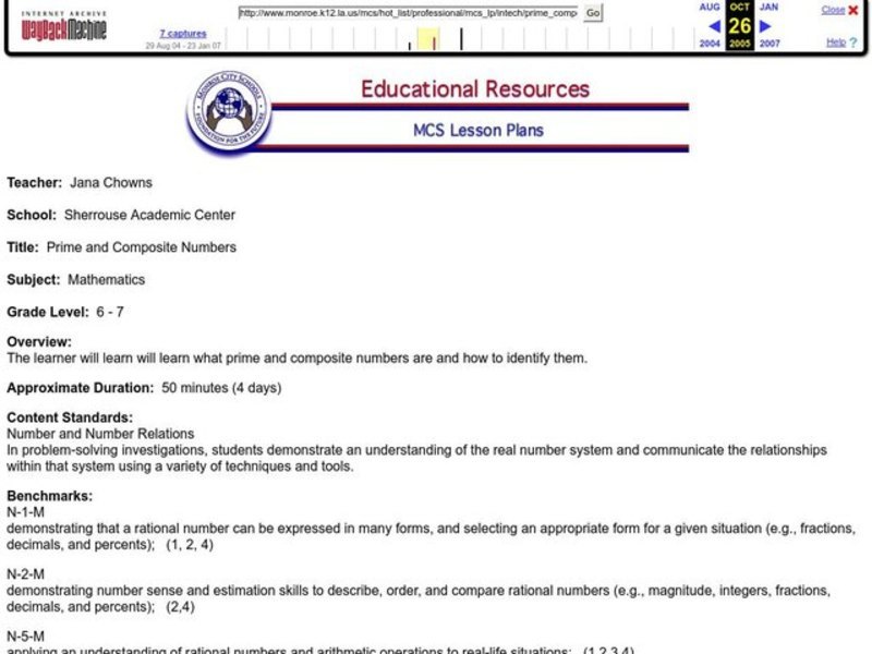 Prime and Composite Numbers Lesson Plan