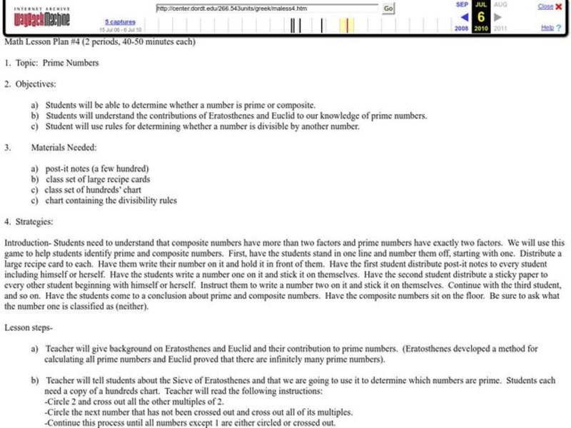 Prime Numbers Lesson Plan