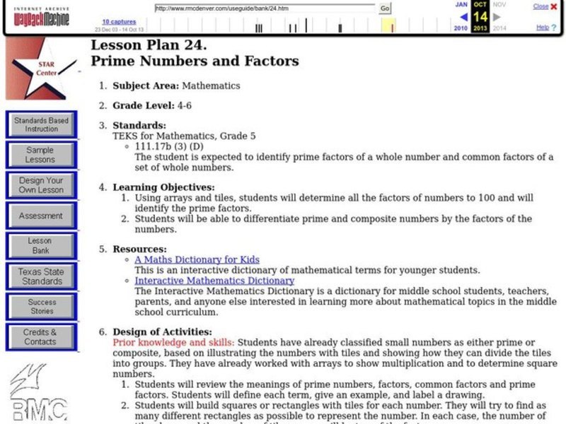 Prime Numbers and Factors Lesson Plan
