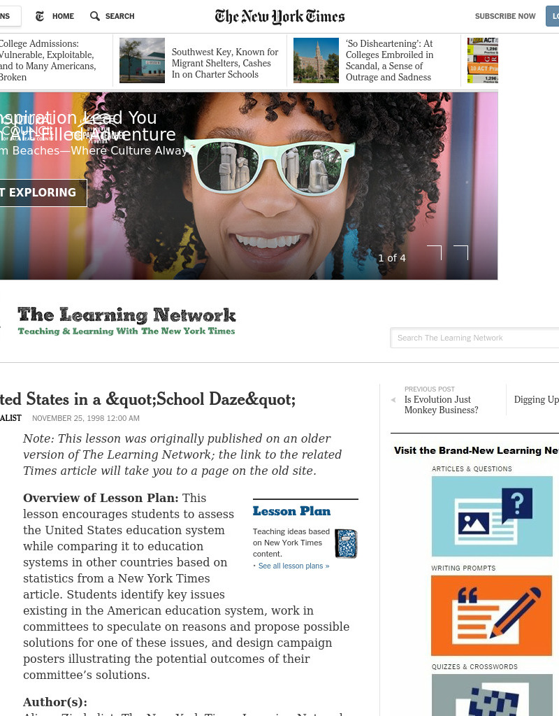 The United States in a "School Daze" Lesson Plan