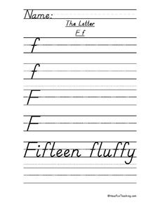 Printing Practice Letter F Worksheet