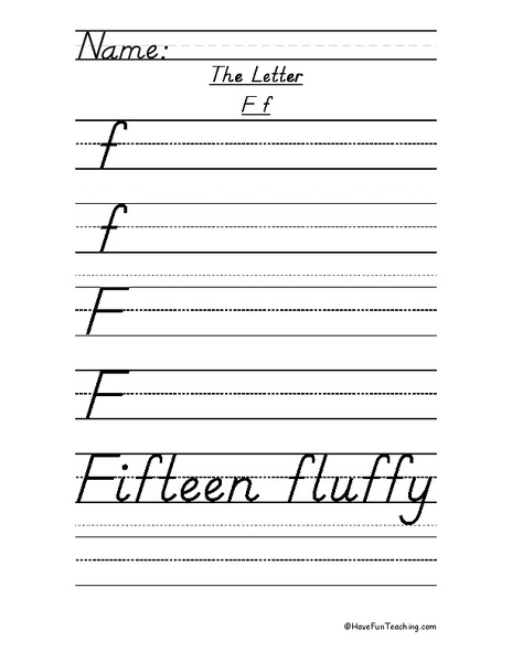 Printing Practice Letter F Worksheet