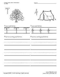Printing Practice T t Worksheet