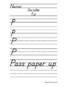 Printing Practice Letter P Worksheet