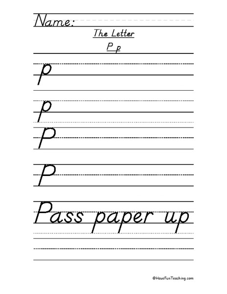 Printing Practice Letter P Worksheet