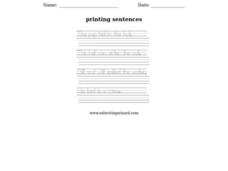 Printing Sentences Worksheet