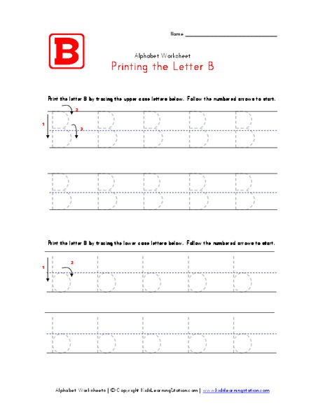 Printing the Letter B Worksheet