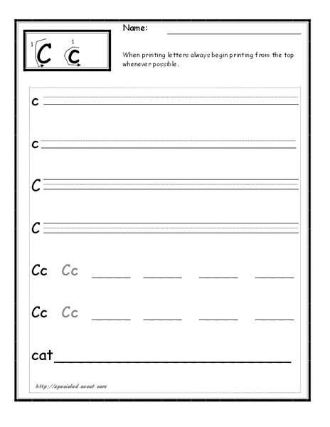 Printing the Letter C Lesson Plan