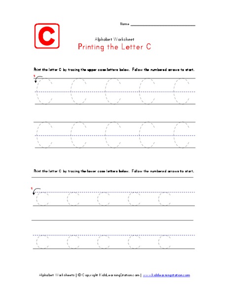 Printing the Letter C Worksheet