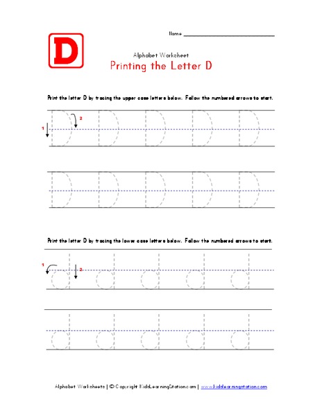 Printing the Letter D Worksheet