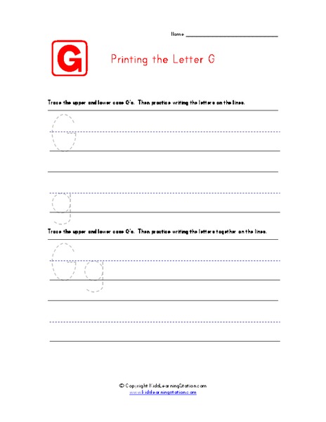 Printing the Letter G Worksheet