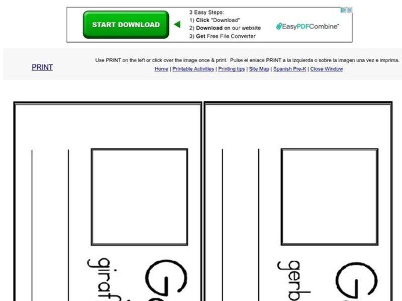 Printing the Letter Gg Worksheet