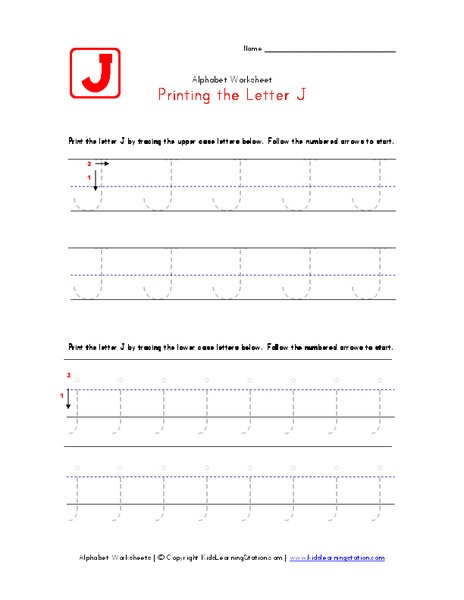 Printing the Letter Jj Worksheet
