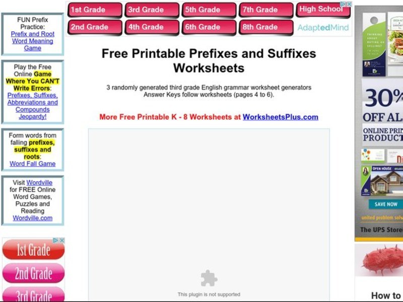 Prefixes and Suffixes Worksheet