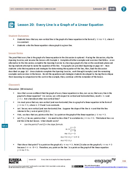 Every Line is a Graph of a Linear Equation Lesson Plan
