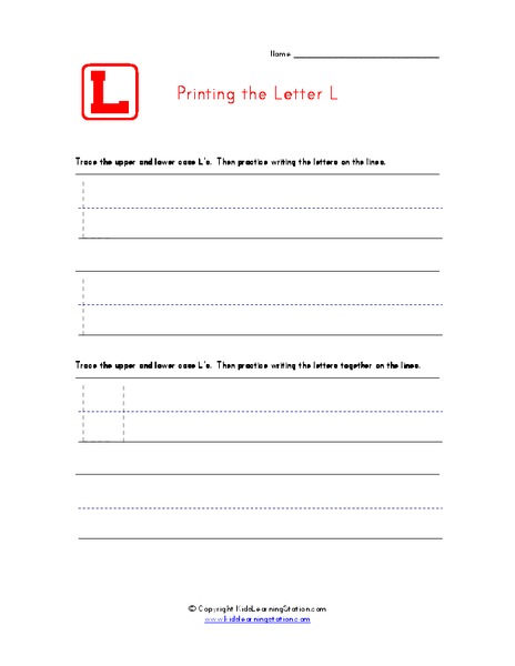 Printing the Letter L Worksheet