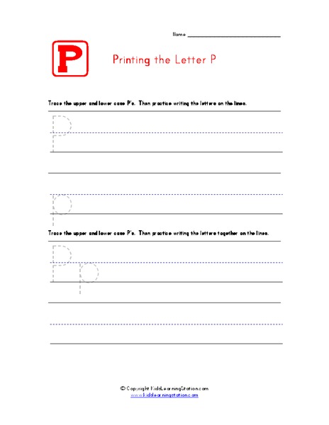 Printing the Letter Pp Worksheet